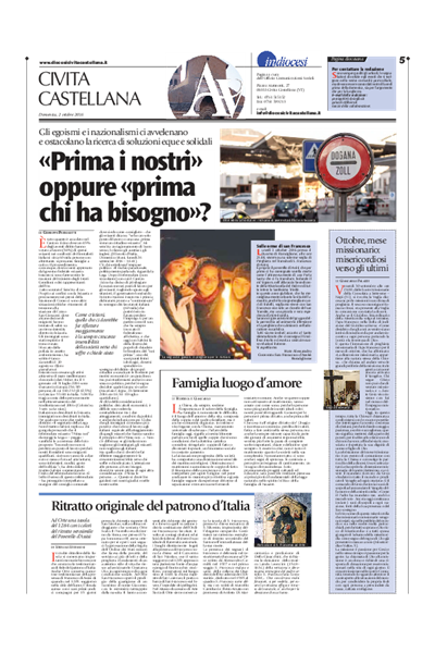 Avvenire - pagina diocesana del 02/10/2016